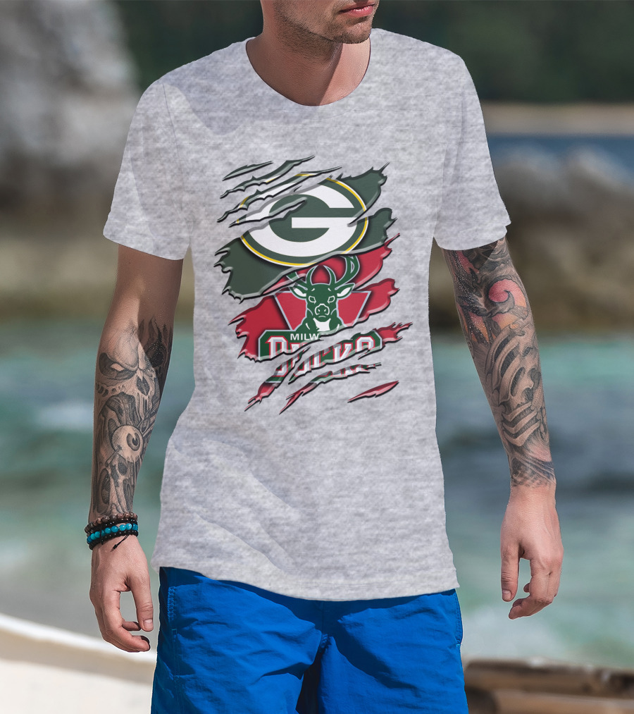 Milwaukee Bucks Green Bay Packers Crossover Rah T-Shirt