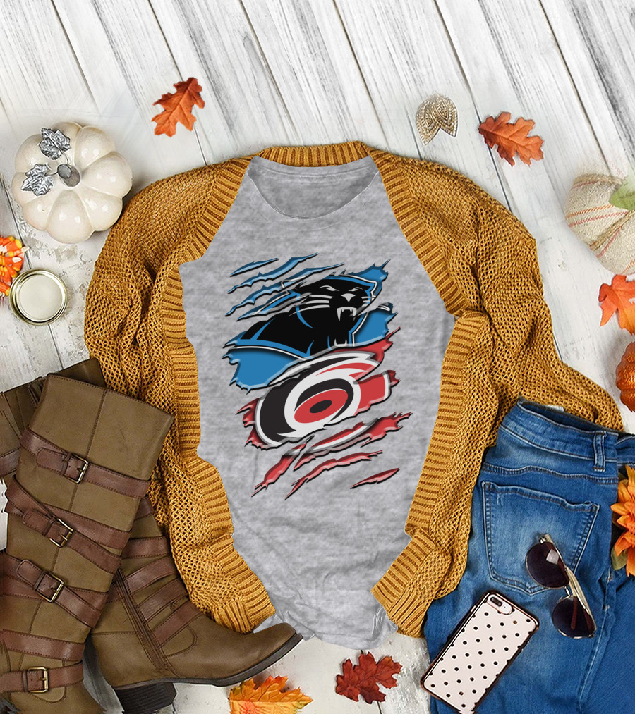 Carolina Panthers And Hurricanes Claw T-Shirt