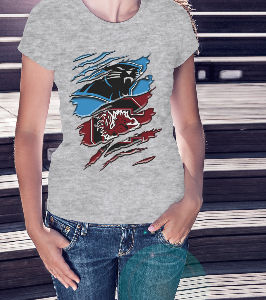 Carolina Panthers Gamecocks Ripped T-Shirt