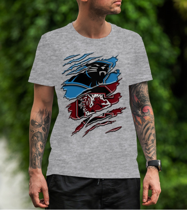 Carolina Panthers Gamecocks Ripped T-Shirt