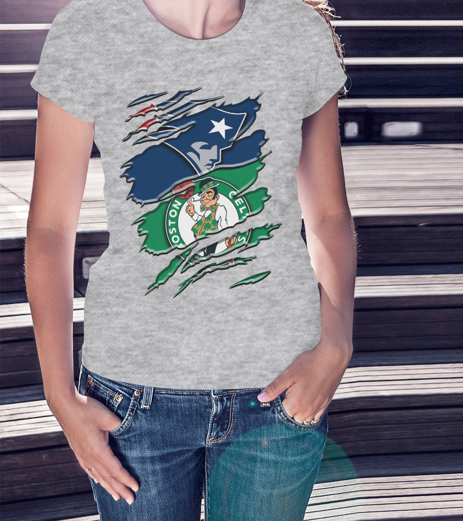 Patriots And Boston Celtics Logo Mashup Rah 090 T-Shirt