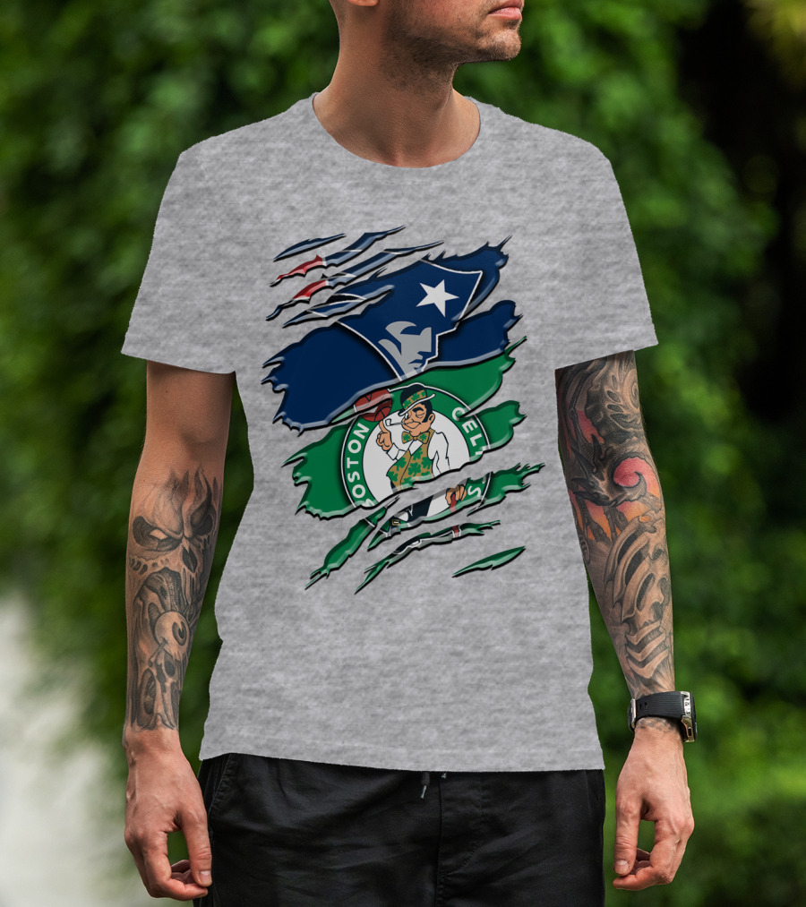 Patriots And Boston Celtics Logo Mashup Rah 090 T-Shirt