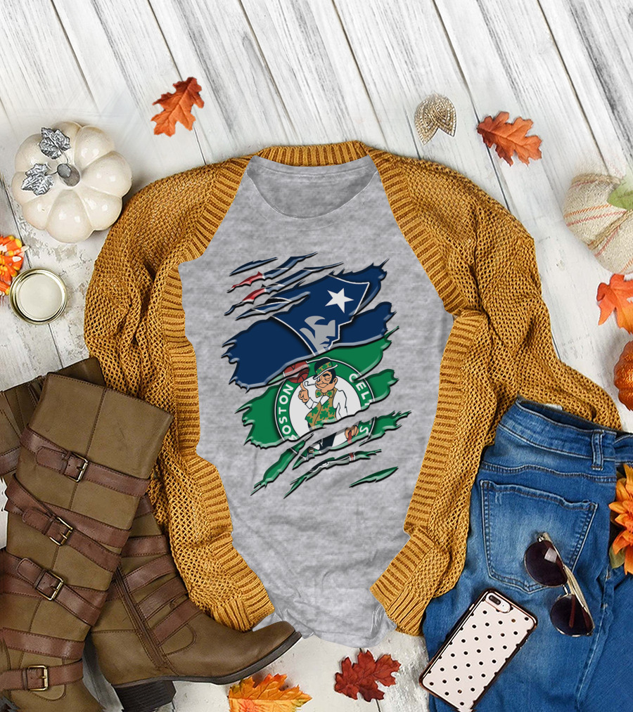 Patriots And Boston Celtics Logo Mashup Rah 090 T-Shirt