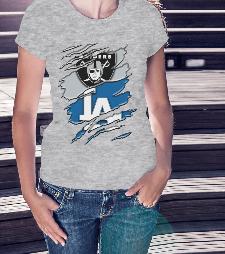 Raiders La Dodgers Crest Combination T-Shirt