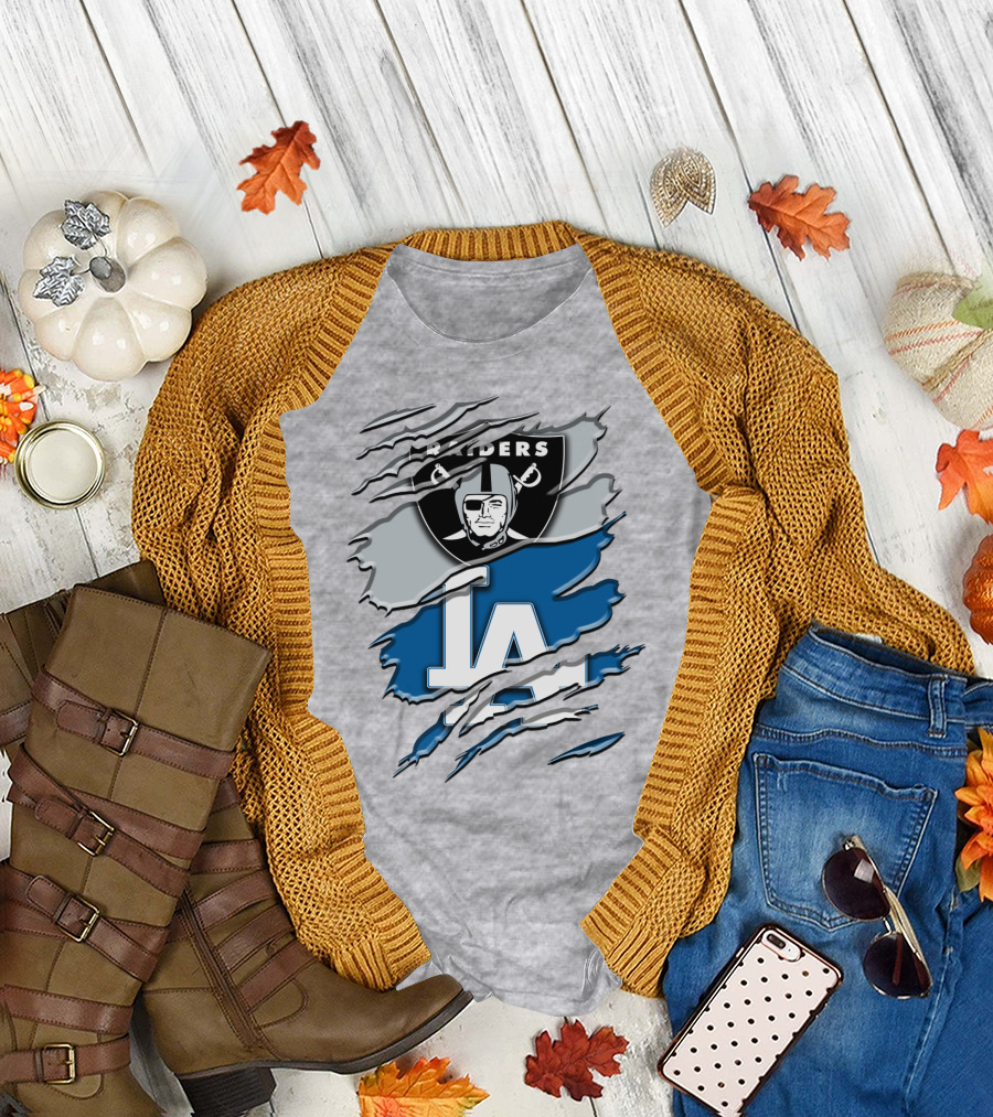 Raiders La Dodgers Crest Combination T-Shirt