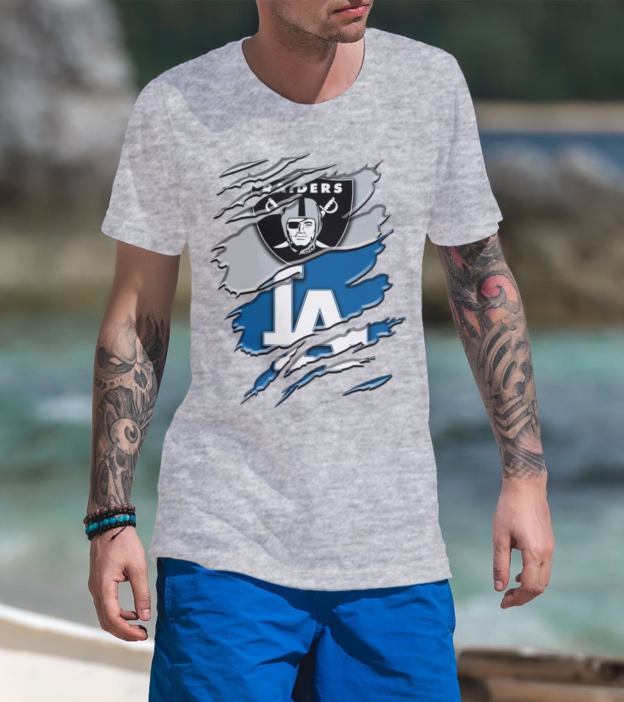 Raiders La Dodgers Crest Combination T-Shirt
