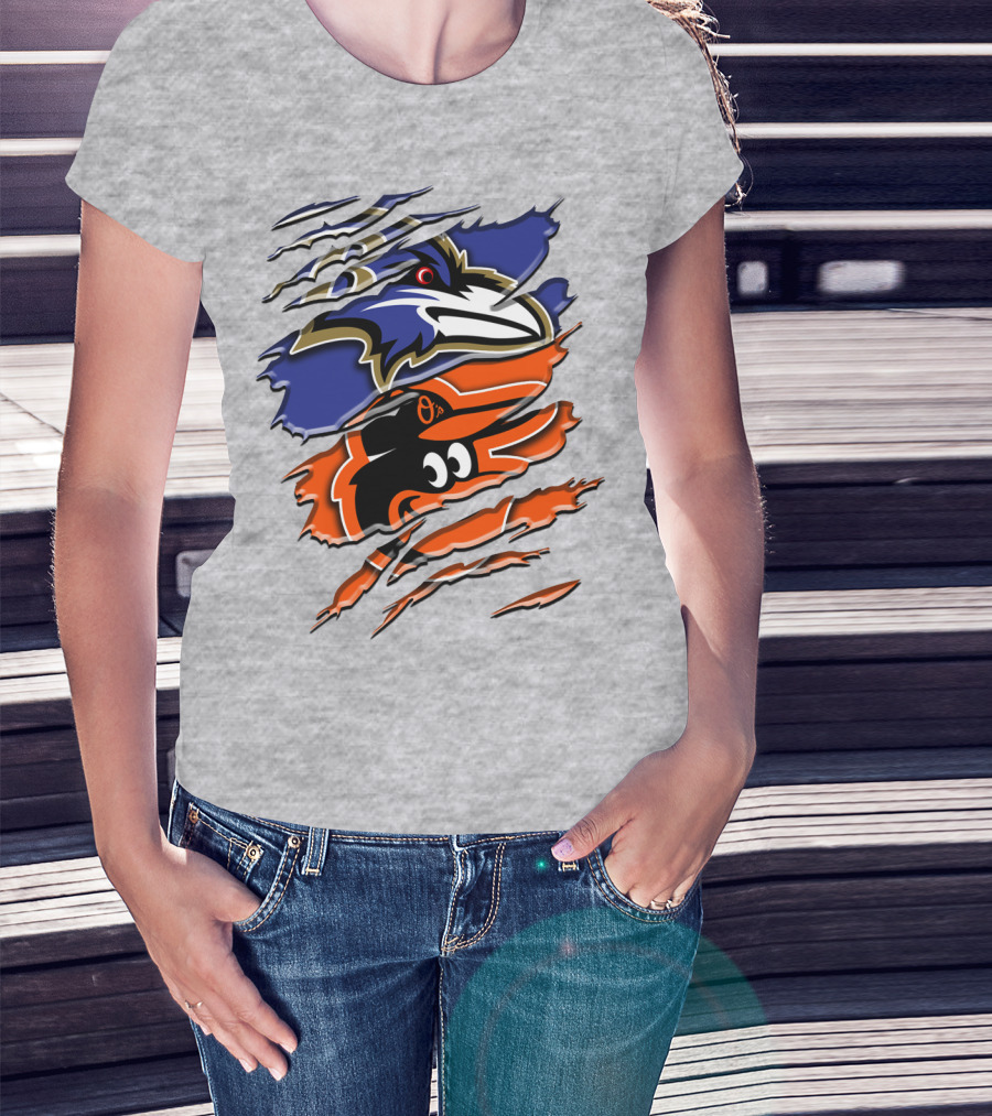 Baltimore Ravens Orioles Logo Mashup Rah 101 T-Shirt