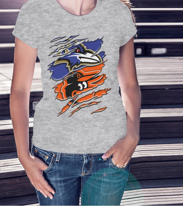 Baltimore Ravens Orioles Logo Mashup Rah 101 T-Shirt
