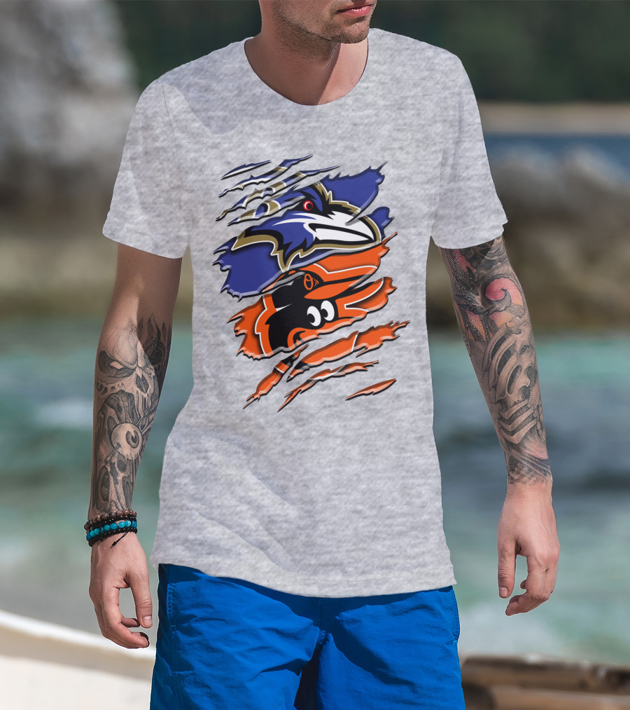 Baltimore Ravens Orioles Logo Mashup Rah 101 T-Shirt