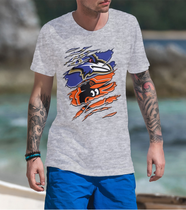 Baltimore Ravens Orioles Logo Mashup Rah 101 T-Shirt