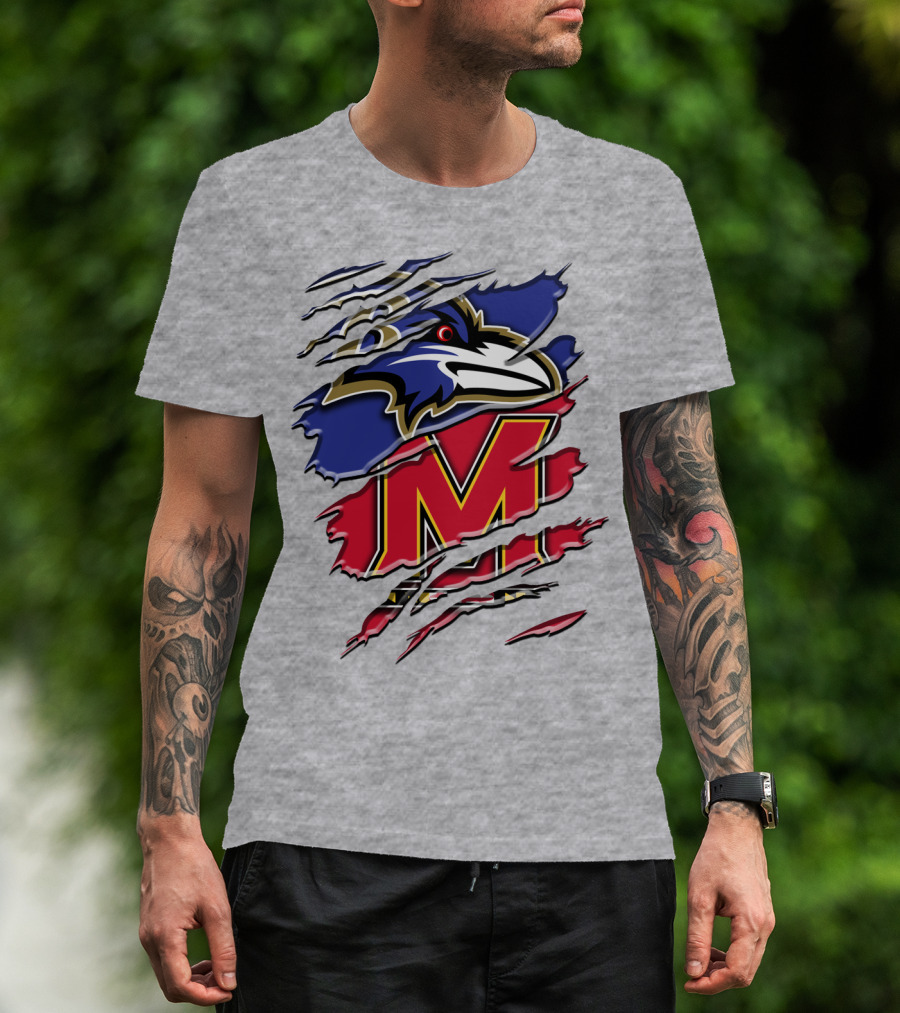Baltimore Ravens Maryland Terrapins Mashup Rah 102 T-Shirt