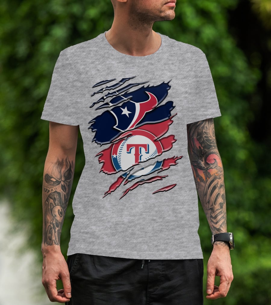 Houston Texans And Texas Rangers Sports Fan Rah 124 T-Shirt