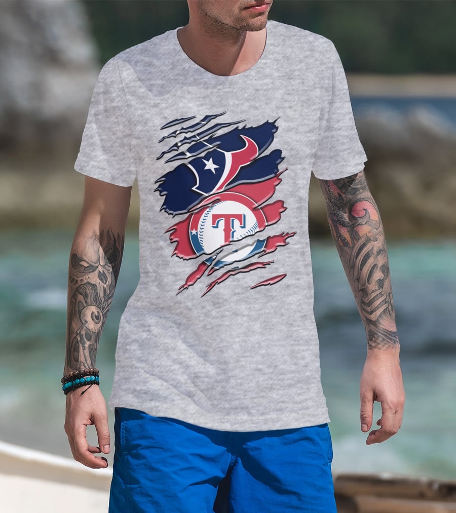 Houston Texans And Texas Rangers Sports Fan Rah 124 T-Shirt