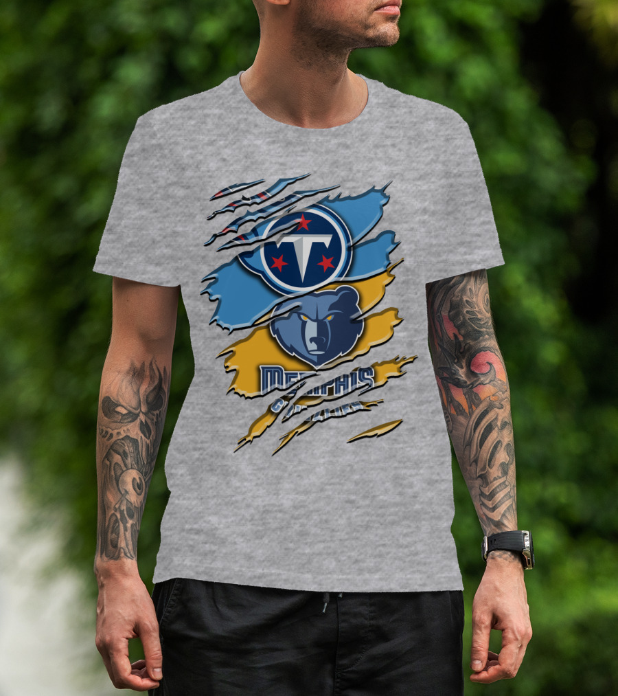 Tennessee Titans Memphis Grizzlies Logo Mashup Rah 128 T-Shirt