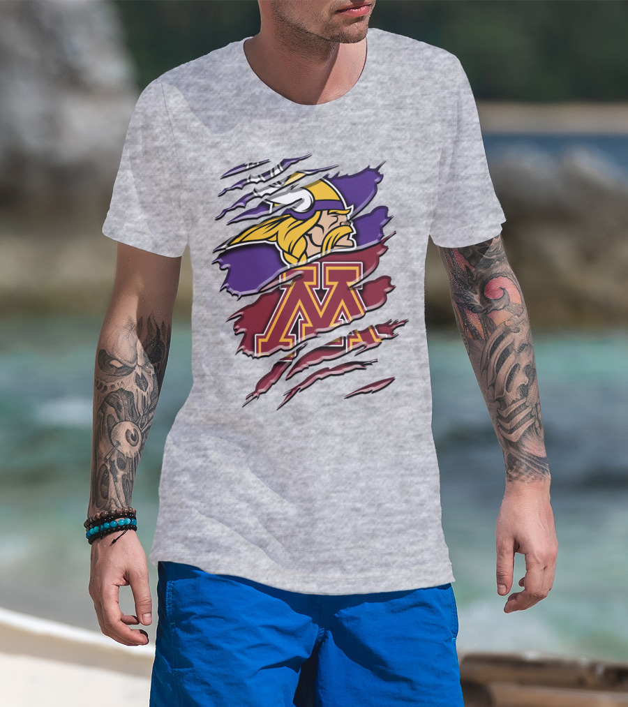 Minnesota Vikings And Golden Gophers Claw Marks Rah 133 T-Shirt
