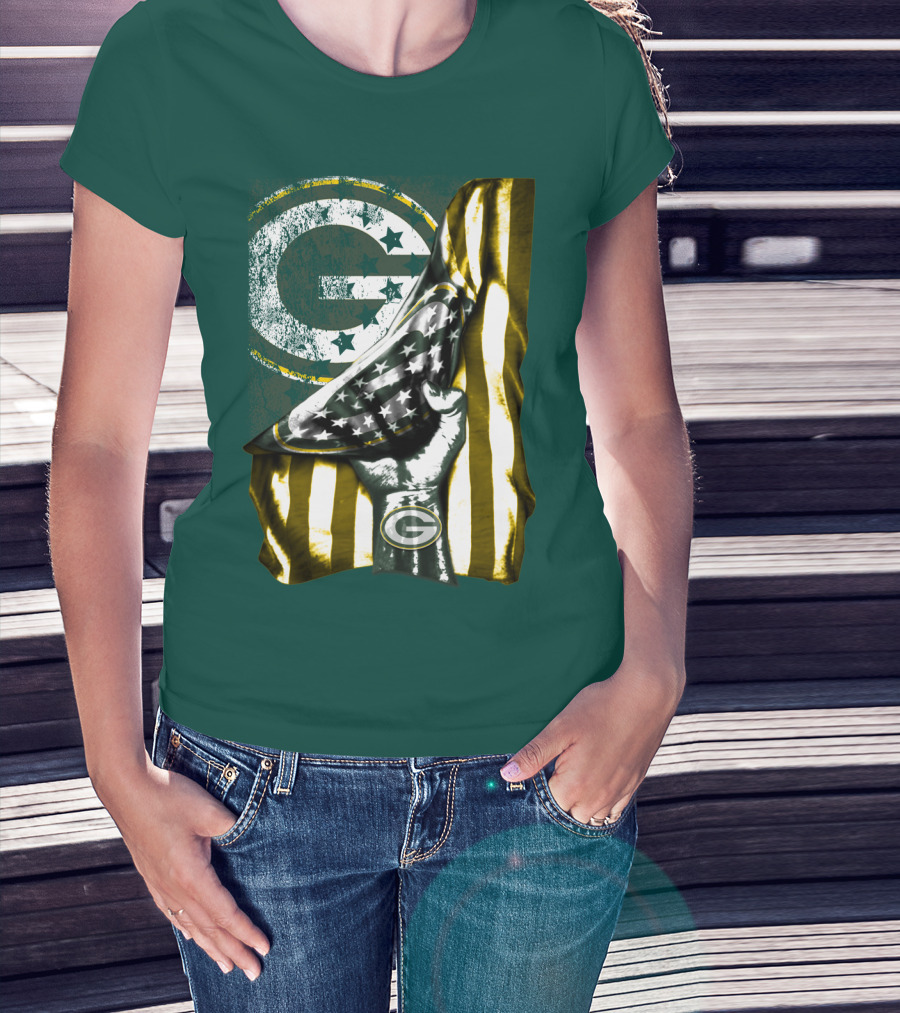 Green Bay Packers American Flag T-Shirt