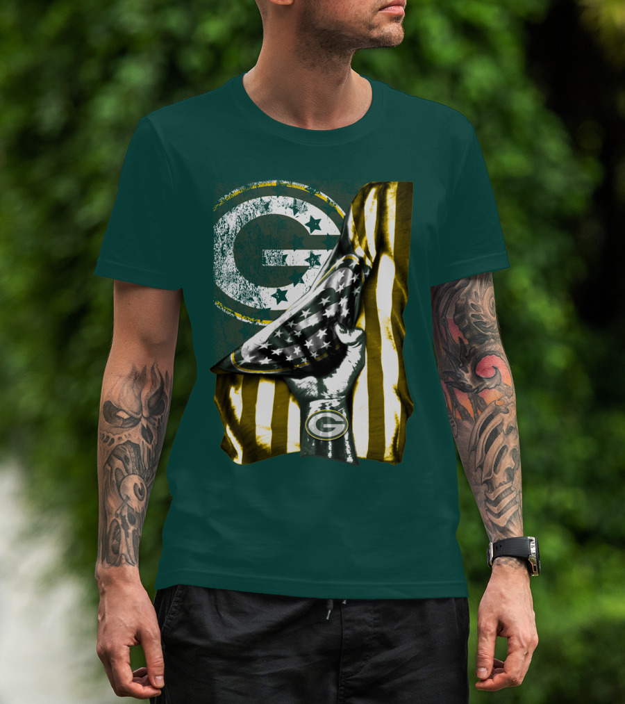 Green Bay Packers American Flag T-Shirt