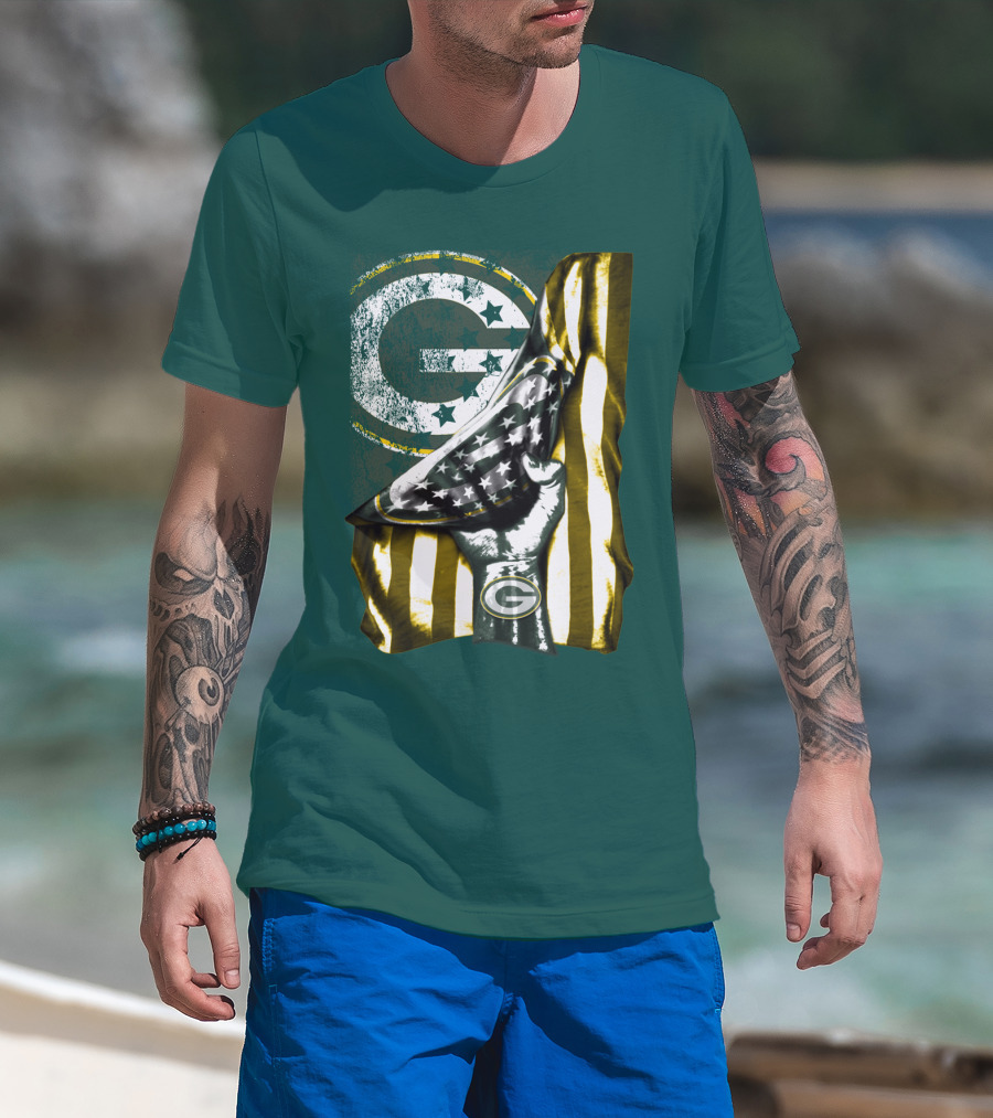 Green Bay Packers American Flag T-Shirt
