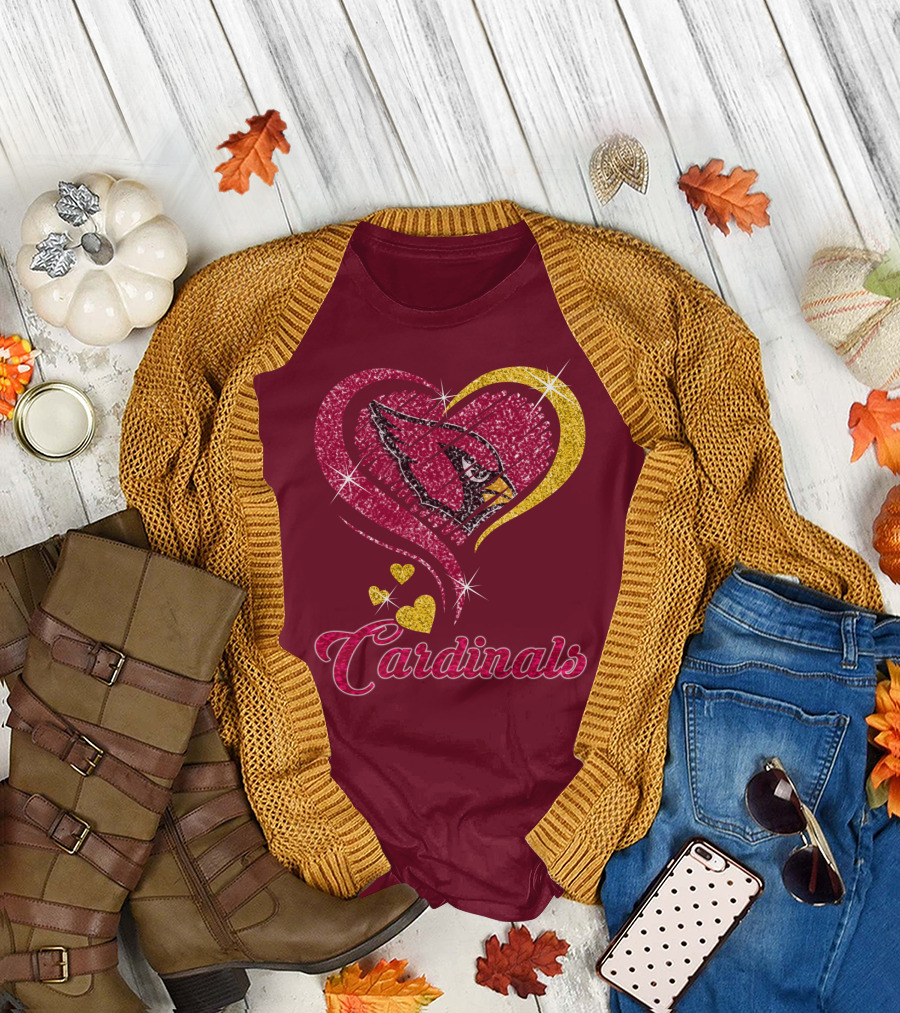 Cardinals Heart Glitter T-Shirt