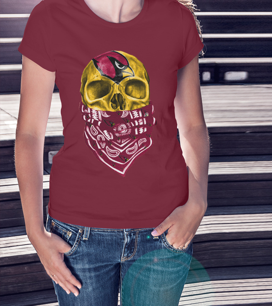 Arizona Cardinals Skull Bandana Red T-Shirt