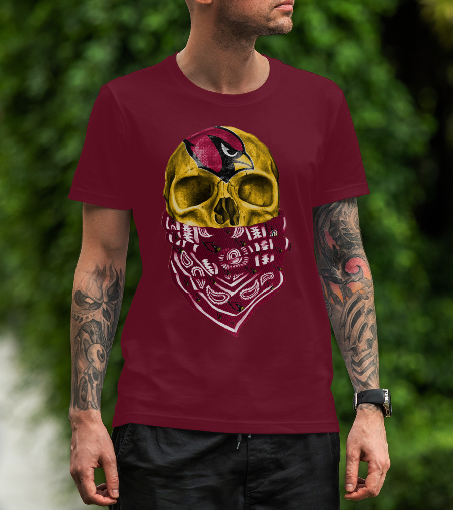 Arizona Cardinals Skull Bandana Red T-Shirt