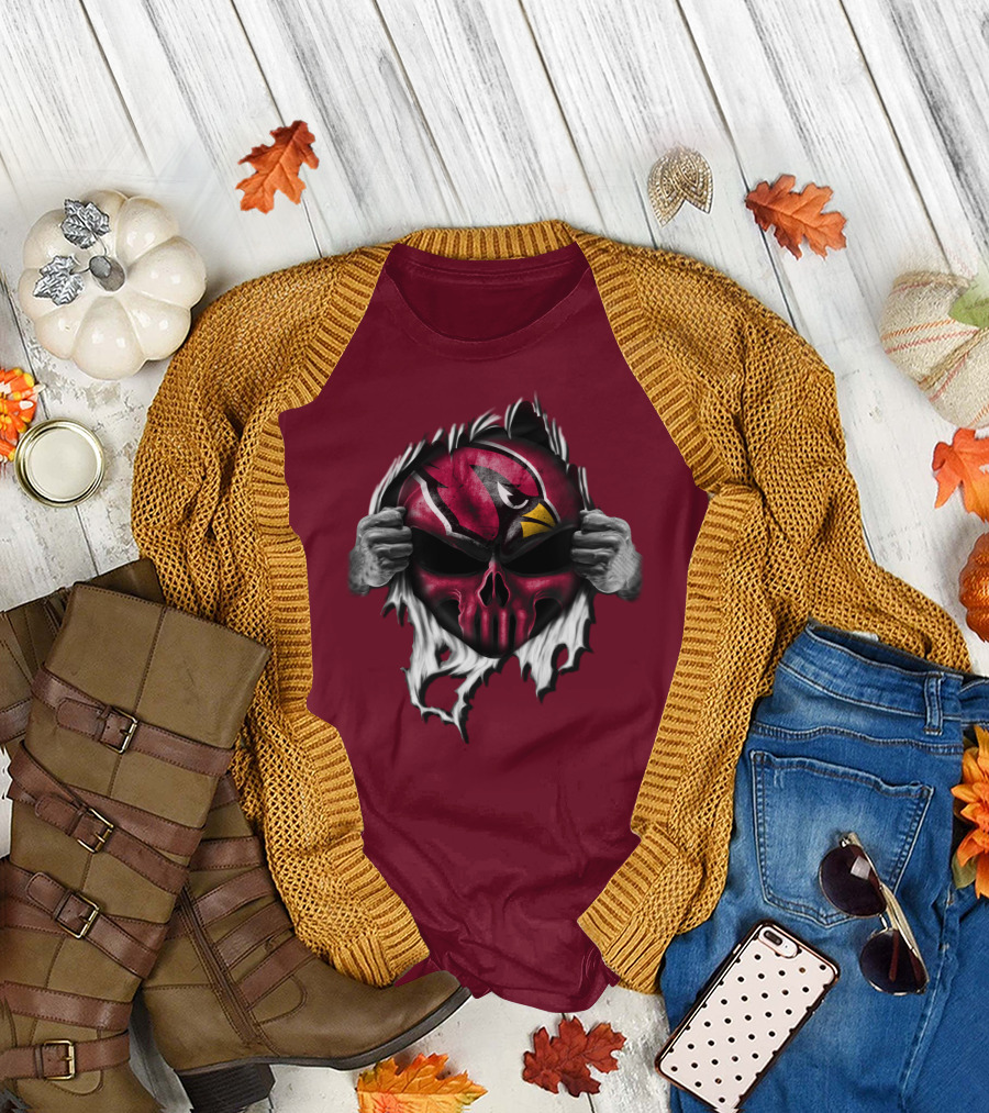 Arizona Cardinals Skull Logo T-Shirt