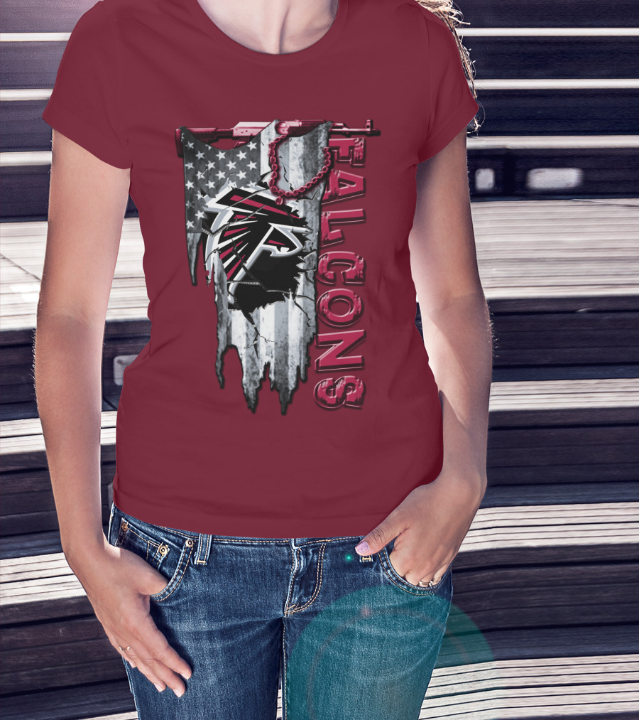 Atlanta Falcons American Flag Football Team T-Shirt