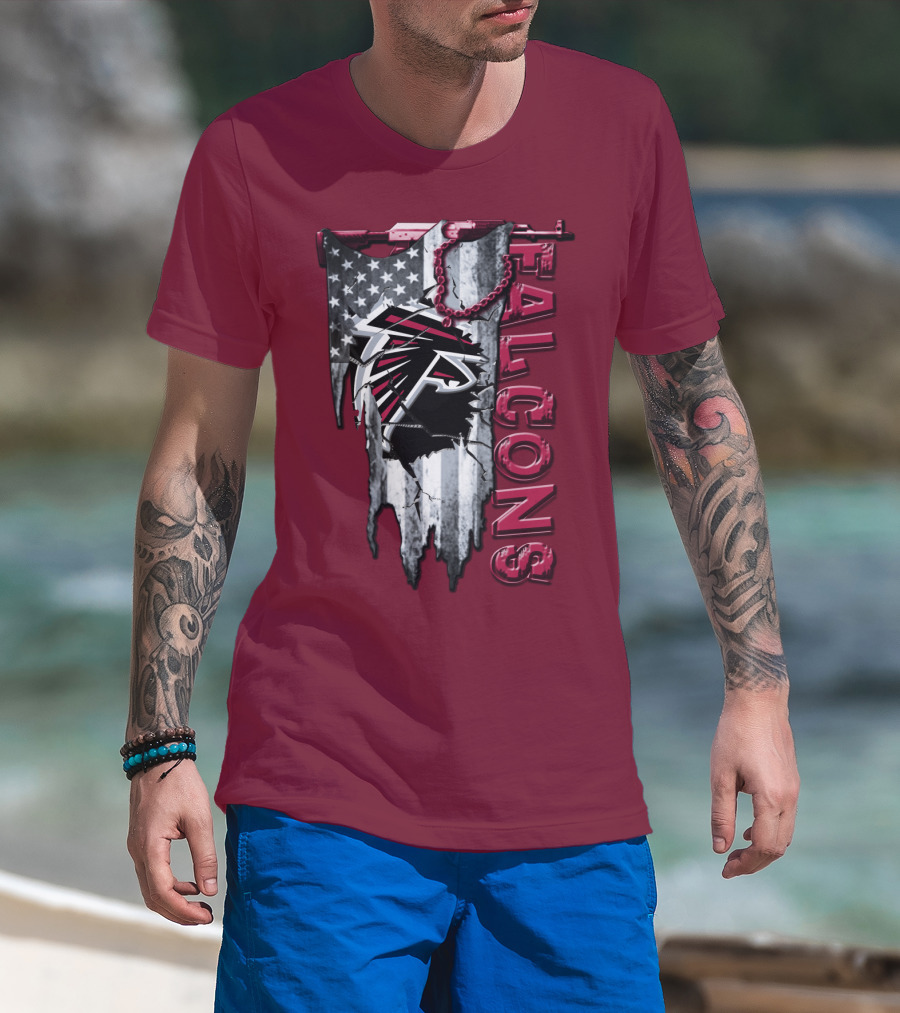 Atlanta Falcons American Flag Football Team T-Shirt