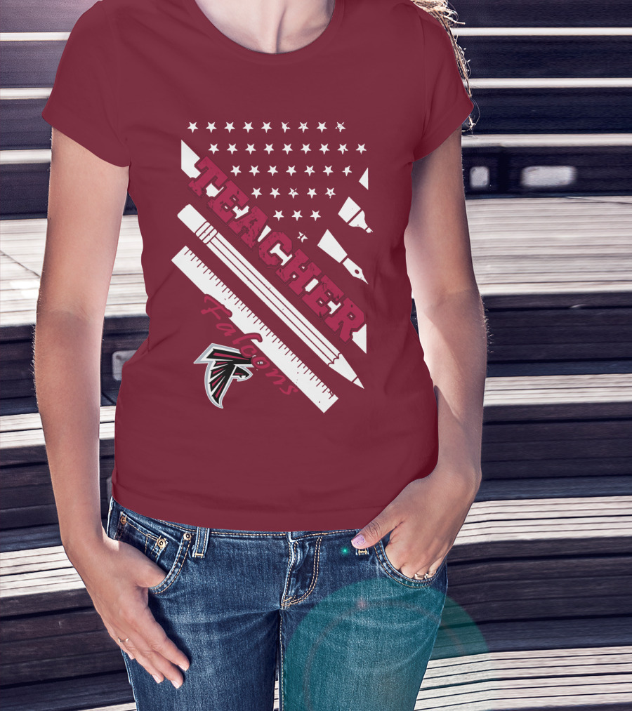Atlanta Falcons Teacher Stars And Stationery Theme T-Shirt