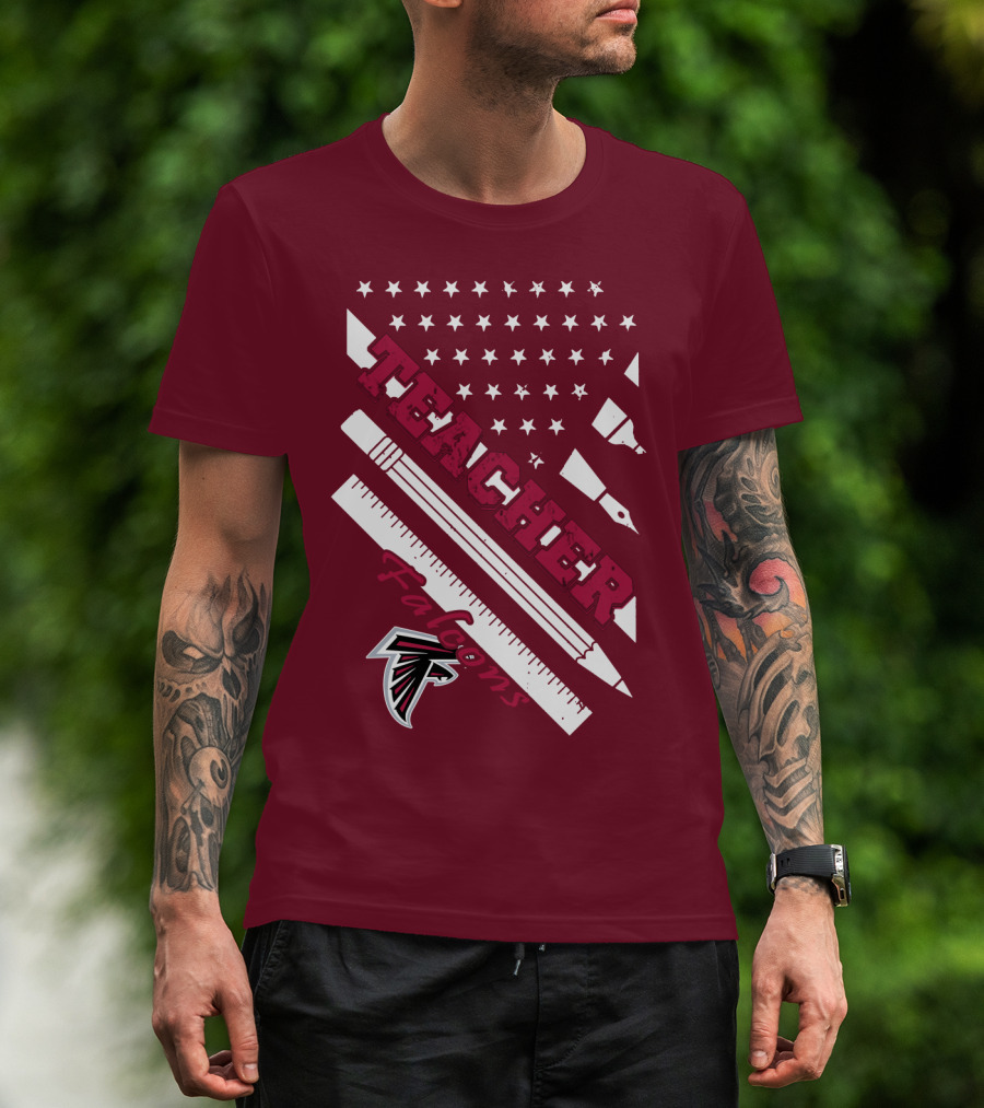 Atlanta Falcons Teacher Stars And Stationery Theme T-Shirt