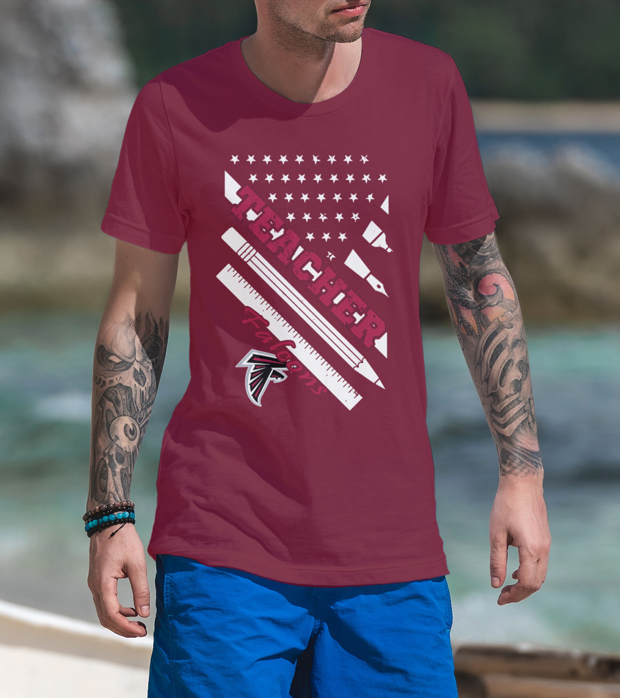 Atlanta Falcons Teacher Stars And Stationery Theme T-Shirt