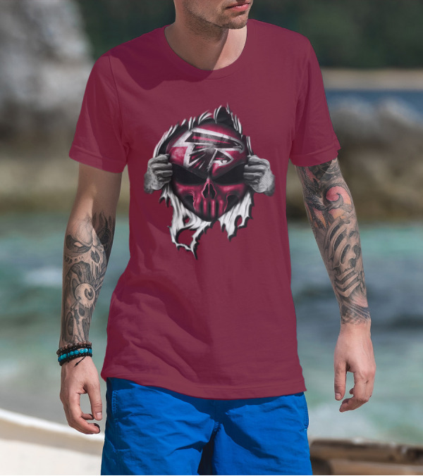 Atlanta Falcons Skull Logo Tearing T-Shirt