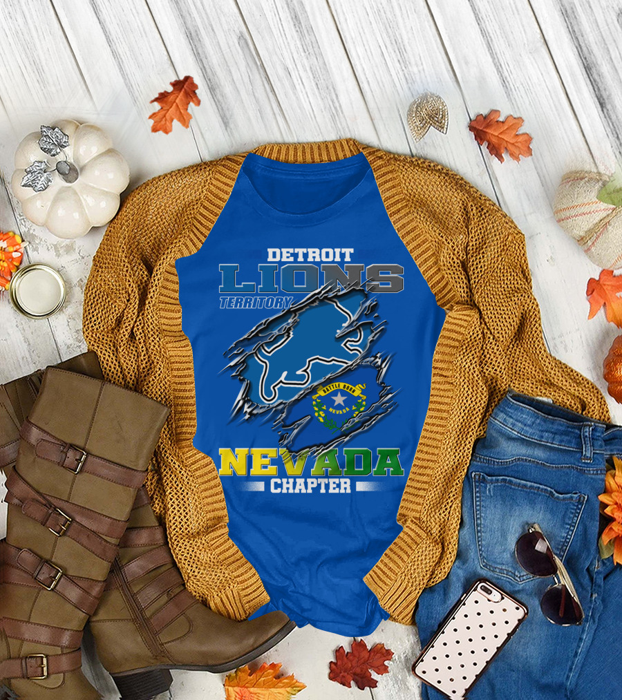 DETROIT LIONS TERRITORY NEVADA CHAPTER BATTLE BORN T-Shirt