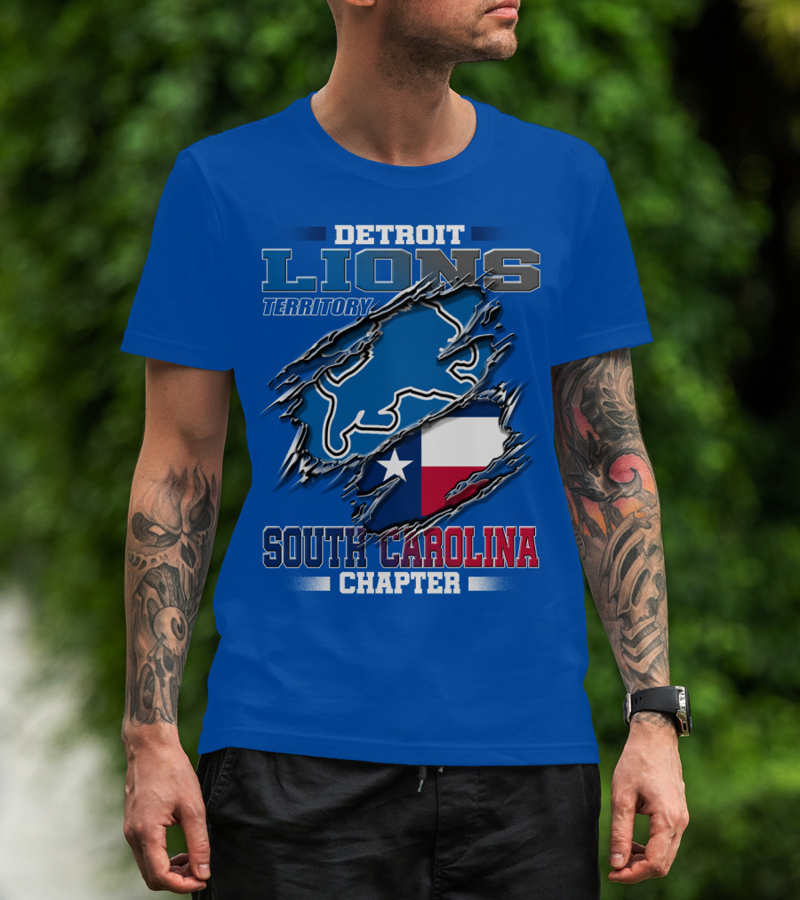 Detroit Lions Territory South Carolina Chapter Texas Flag T-Shirt