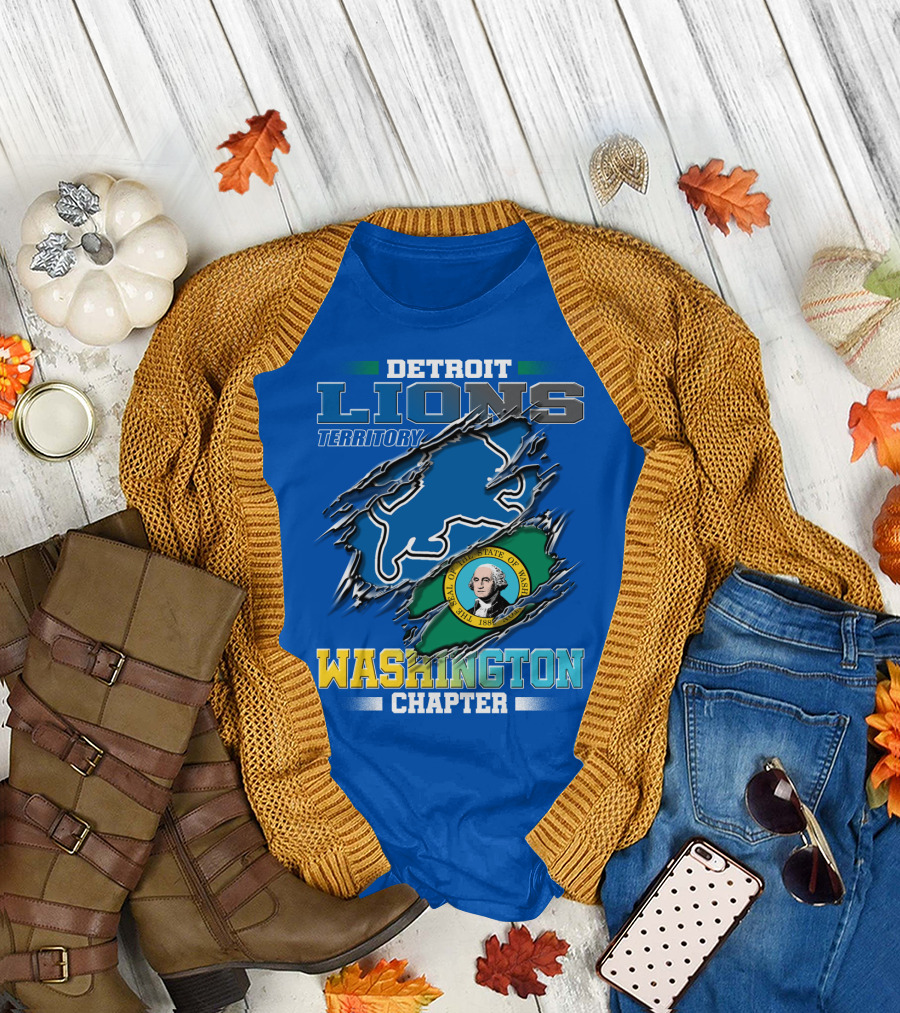 Detroit Lions Territory Washington Chapter Seal of the State of Washington T-Shirt