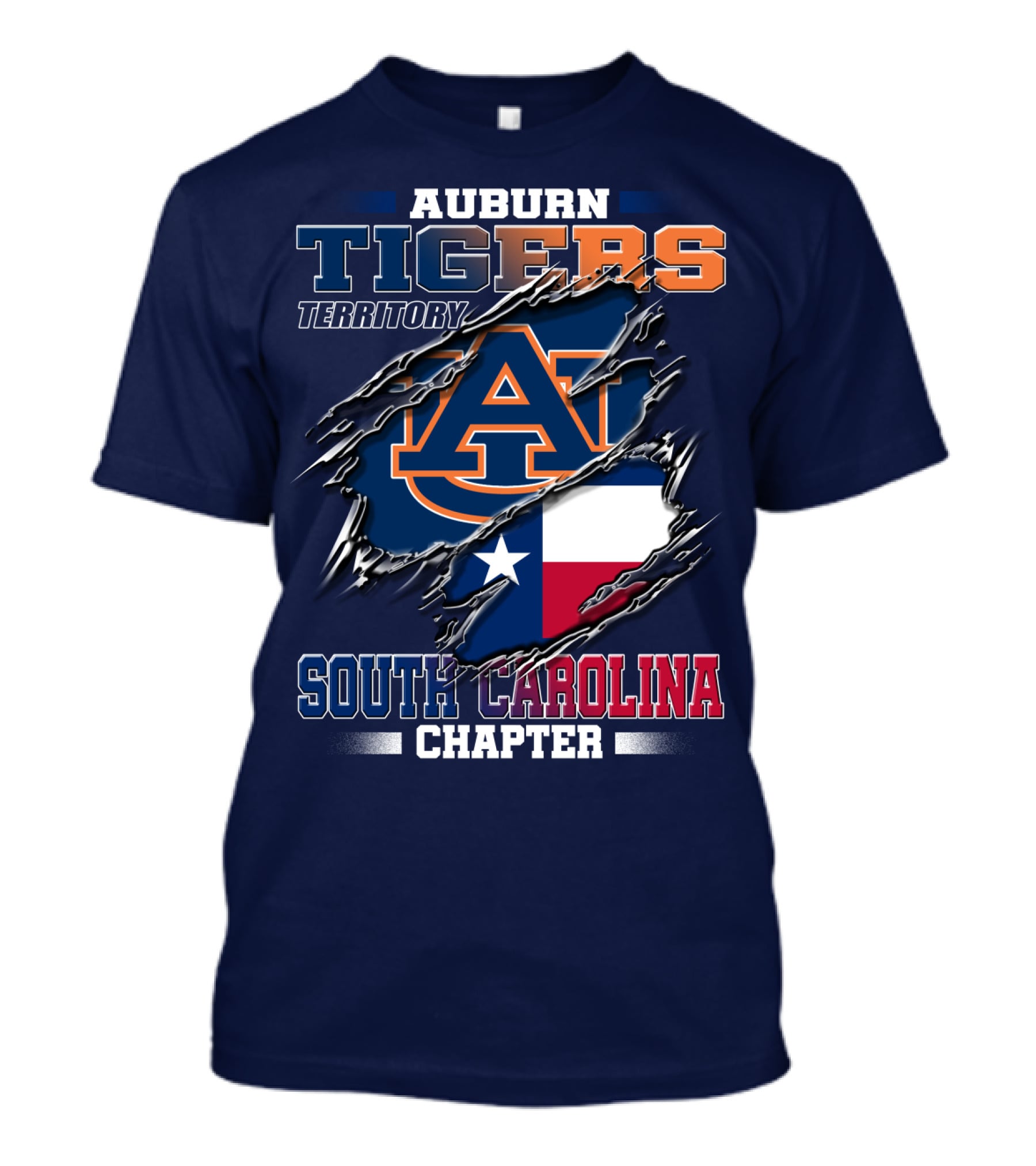 Auburn Tigers Territory South Carolina Chapter Texas Flag Icons T-Shirt