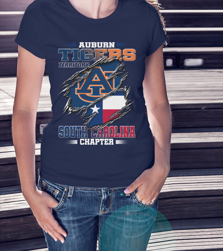 Auburn Tigers Territory South Carolina Chapter Texas Flag Icons T-Shirt