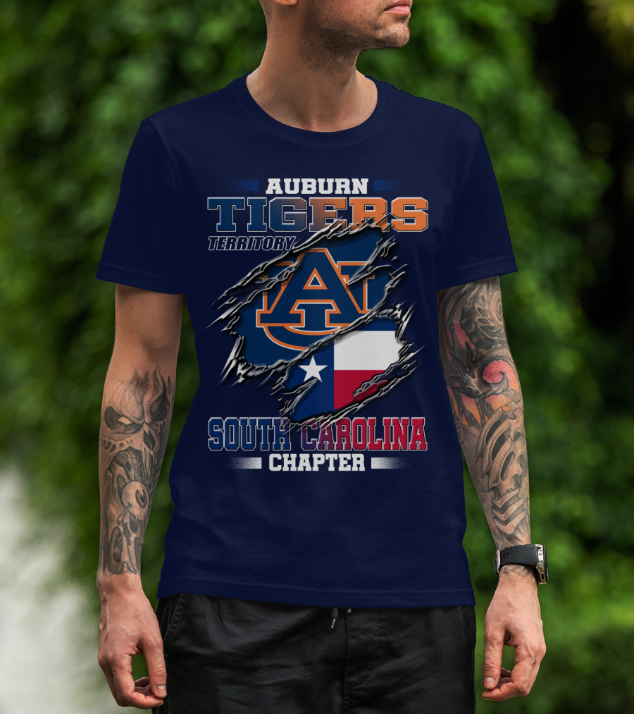 Auburn Tigers Territory South Carolina Chapter Texas Flag Icons T-Shirt