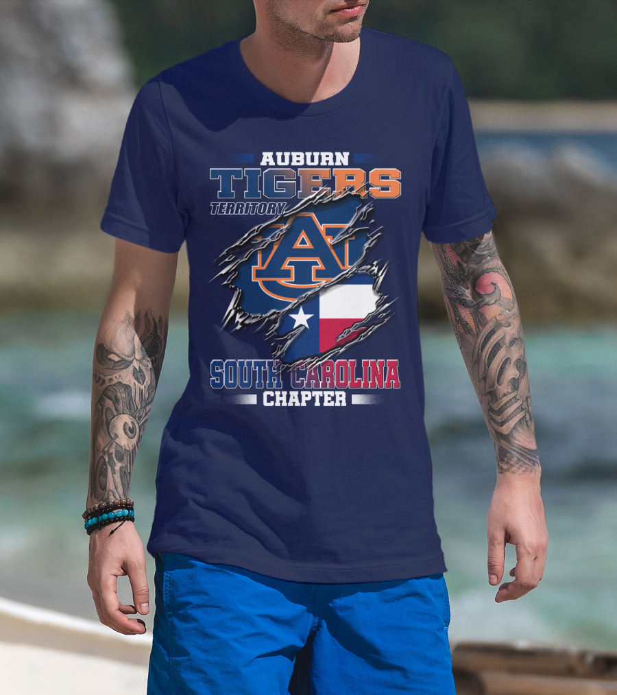 Auburn Tigers Territory South Carolina Chapter Texas Flag Icons T-Shirt
