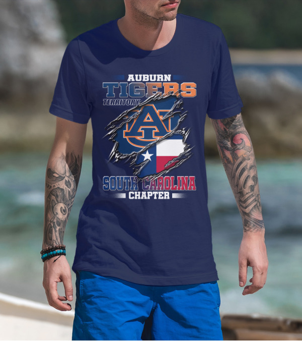 Auburn Tigers Territory South Carolina Chapter Texas Flag Icons T-Shirt