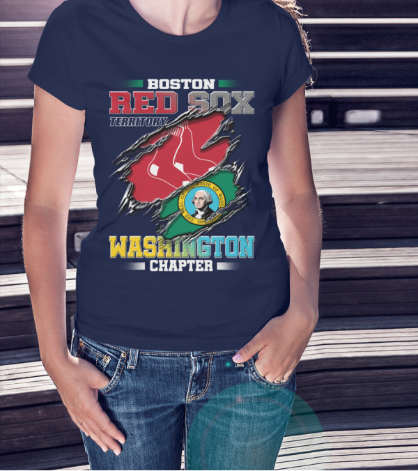 BOSTON RED SOX TERRITORY WASHINGTON CHAPTER SEAL OF THE STATE OF WASHINGTON T-Shirt
