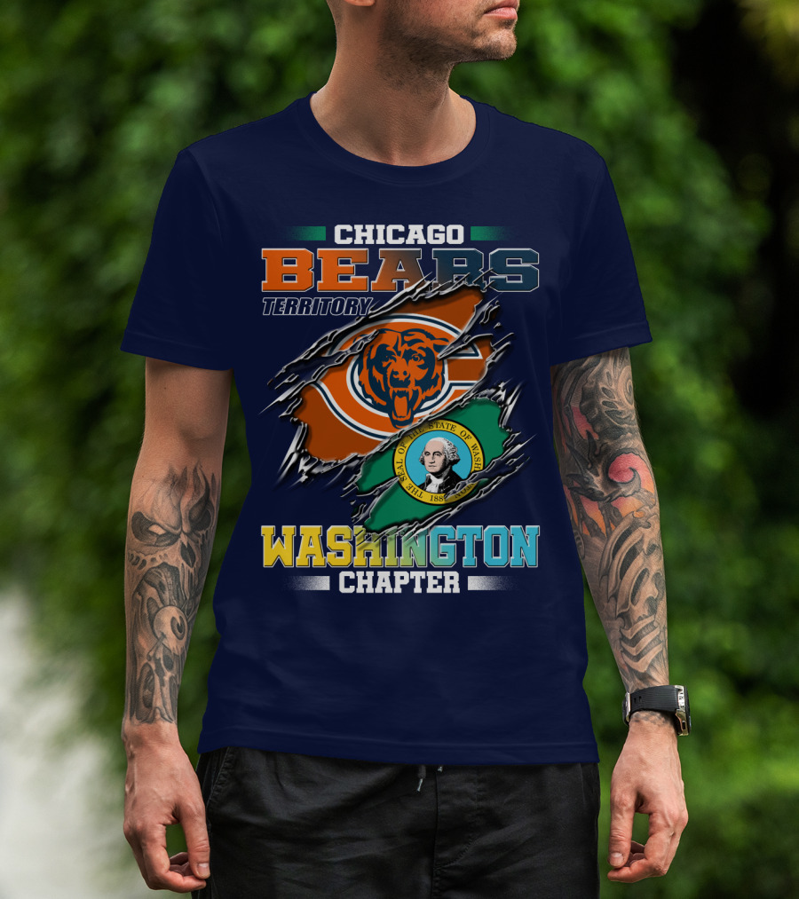 Chicago Bears Territory Washington Chapter State Flag T-Shirt