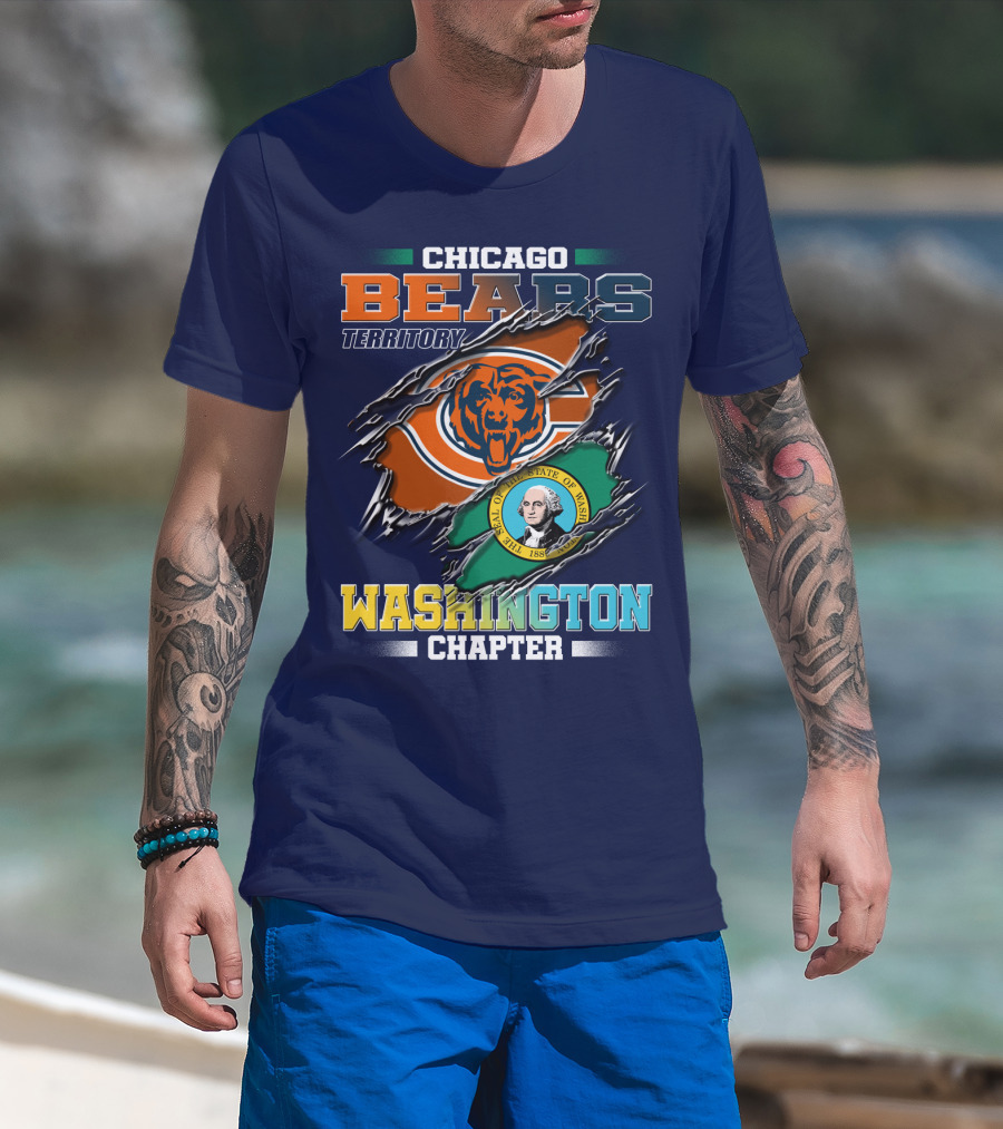 Chicago Bears Territory Washington Chapter State Flag T-Shirt