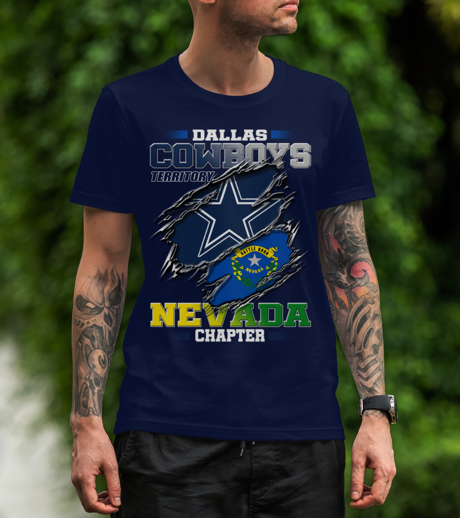 Dallas Cowboys Territory Nevada Chapter Battle Born Star Flag T-Shirt