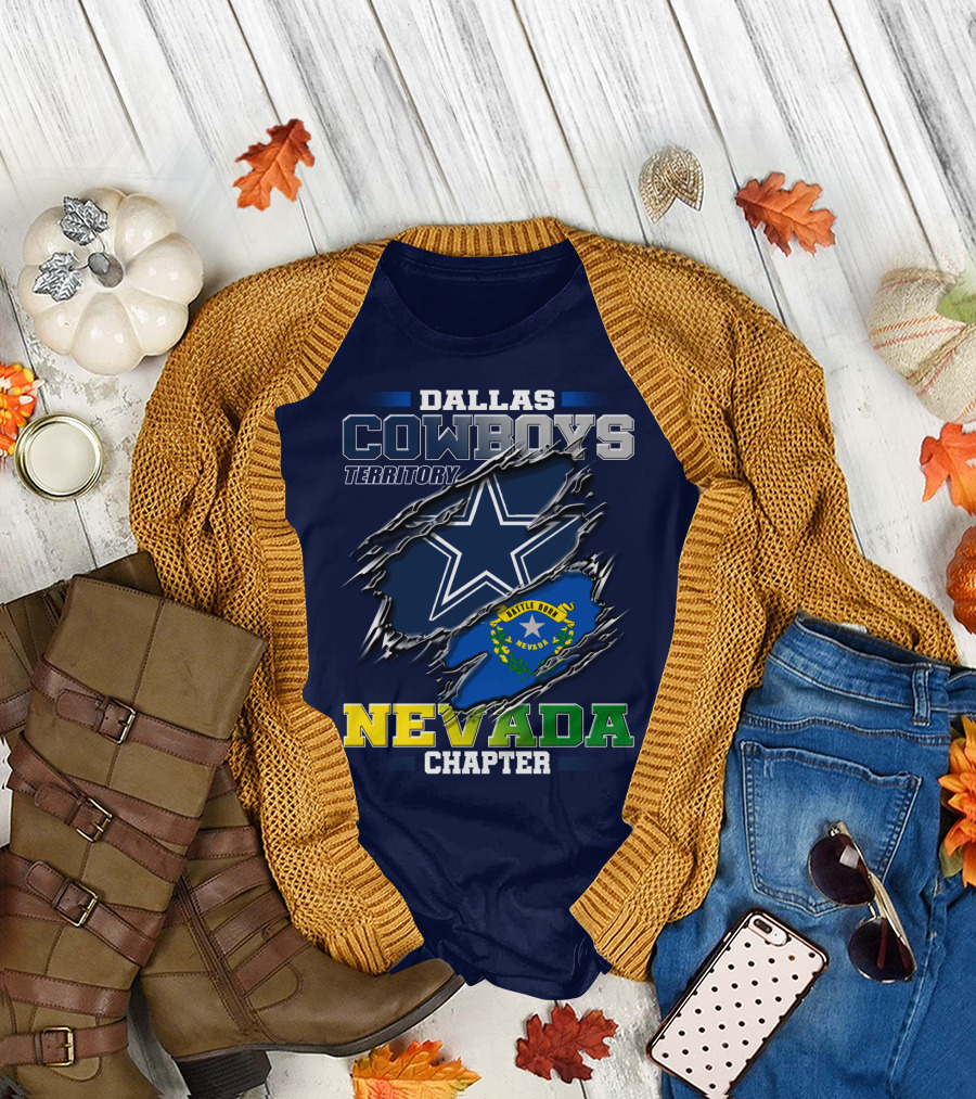 Dallas Cowboys Territory Nevada Chapter Battle Born Star Flag T-Shirt