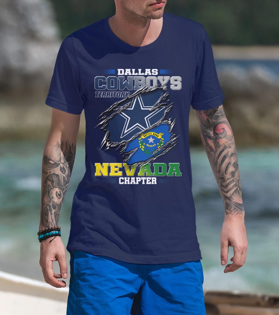 Dallas Cowboys Territory Nevada Chapter Battle Born Star Flag T-Shirt