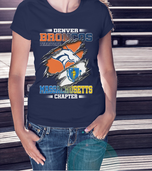 Denver Broncos Territory Massachusetts Chapter Flag T-Shirt