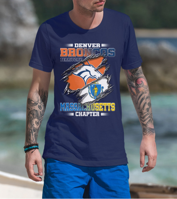 Denver Broncos Territory Massachusetts Chapter Flag T-Shirt