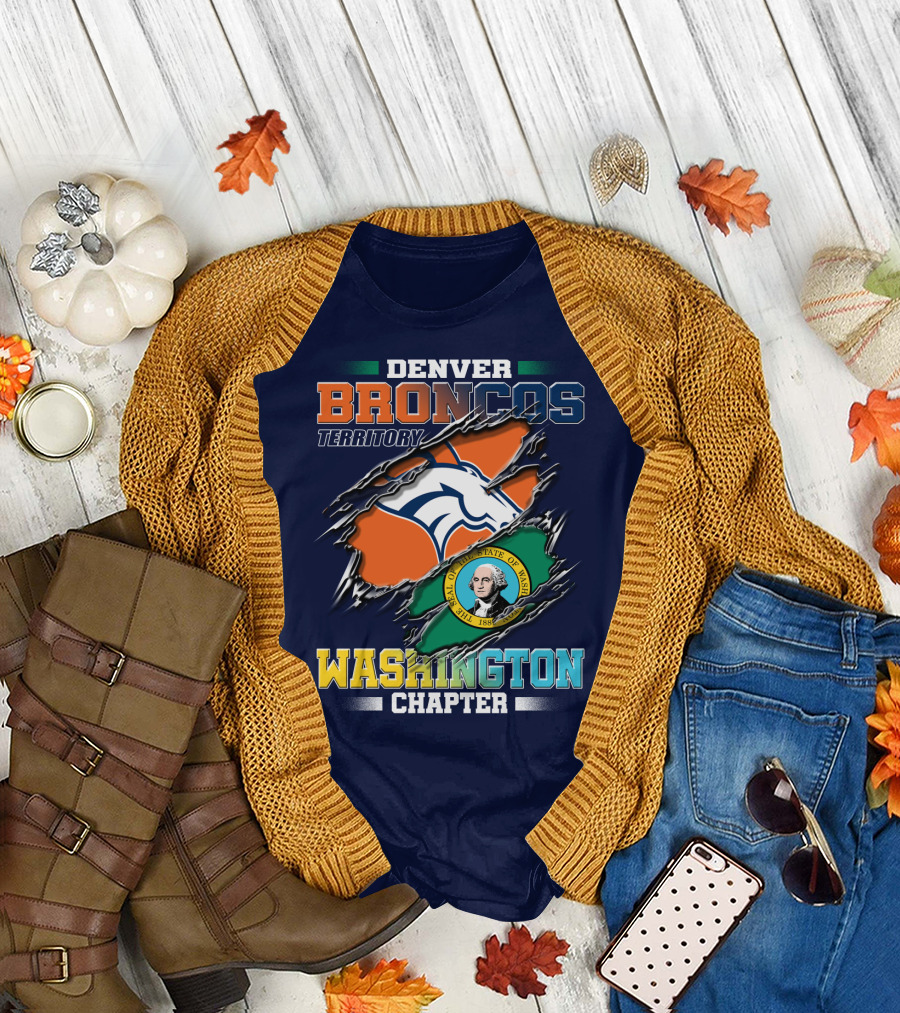Denver Broncos Territory Washington Chapter Seal of State of Washington T-Shirt