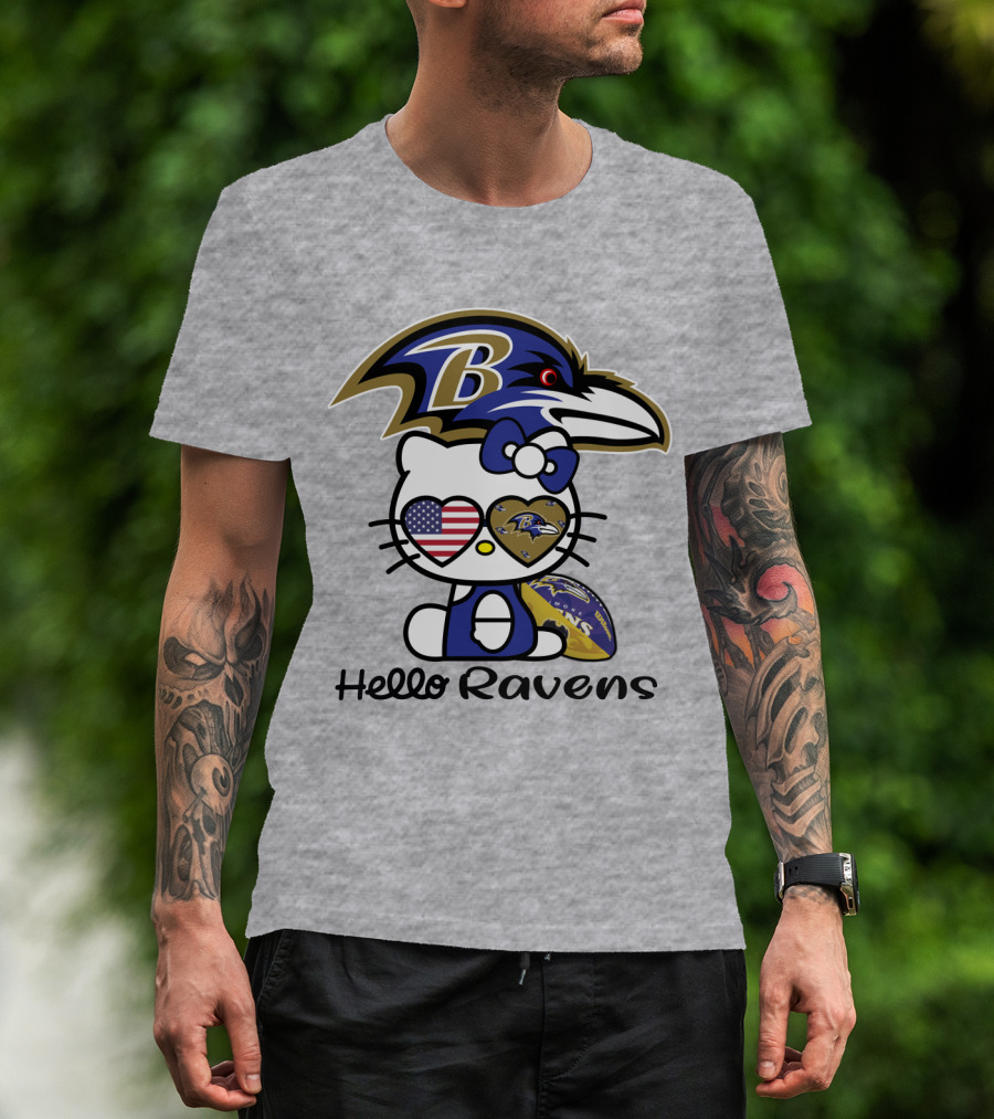 Hello Ravens Football Baltimore Ravens Hello Kitty T-Shirt